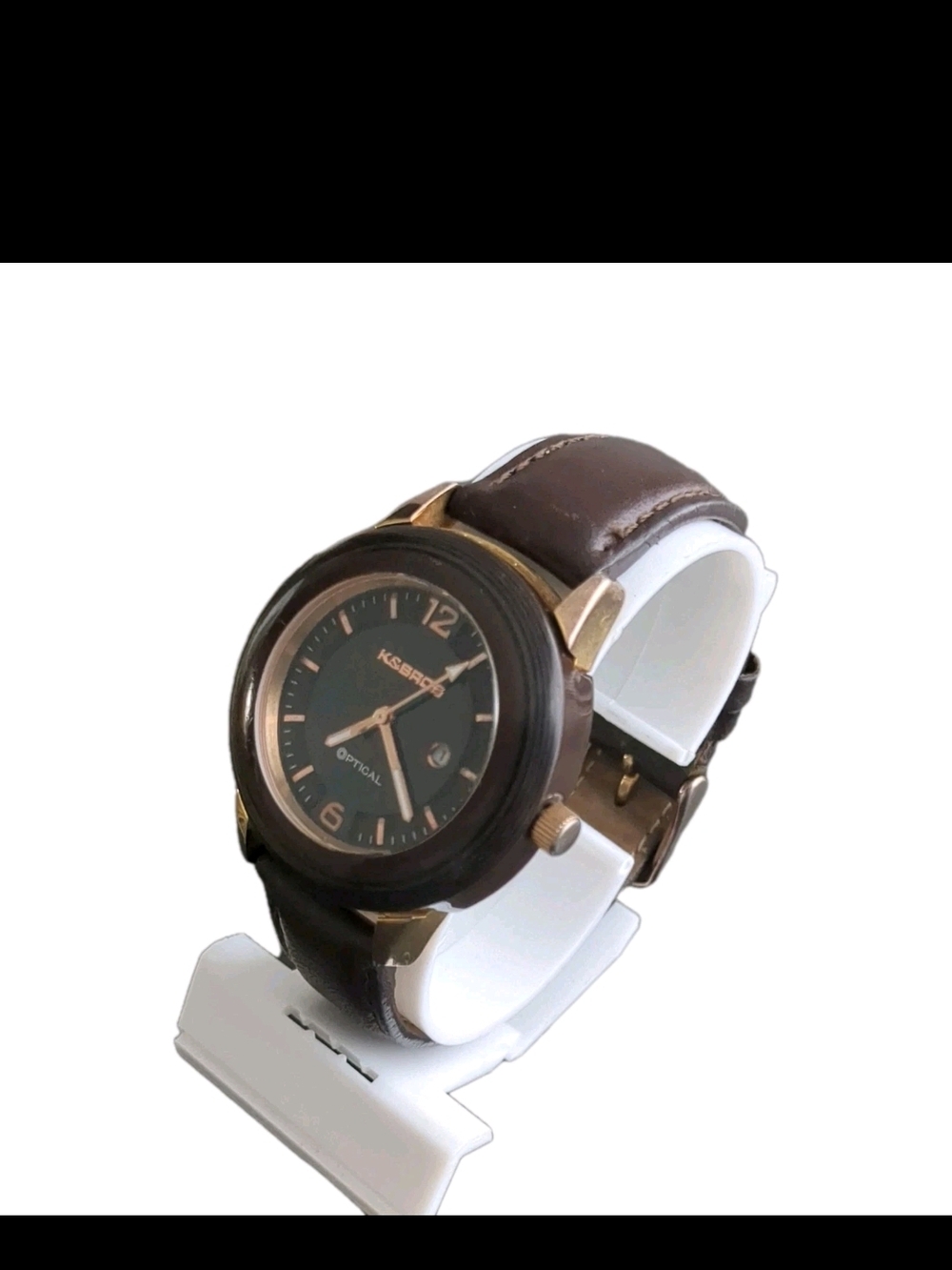 Men's Brown Leather Strap Watch with Brown Dial - Picture 4 of 5